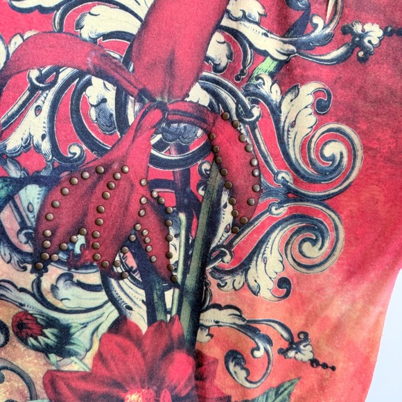 Cato Art to Wear Floral Baroque Graphic Top Womens XL Painterly Statement Tee - Picture 2 of 7